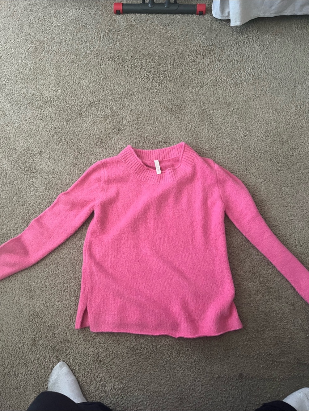 Women's Hot Pink Crewneck Sweater - Classic Knit